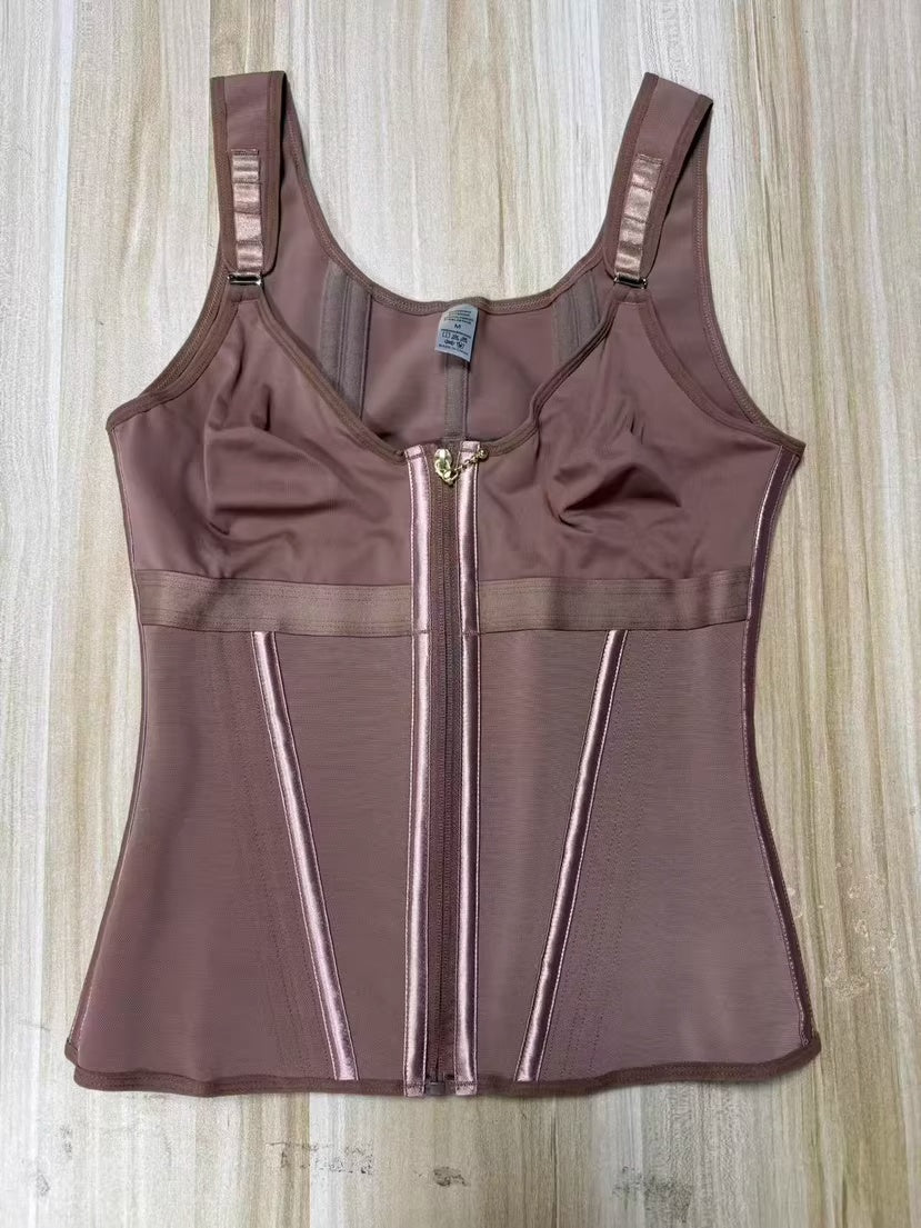 Mesh Belly Contracting And Waist Slimming Three Breasted Corset