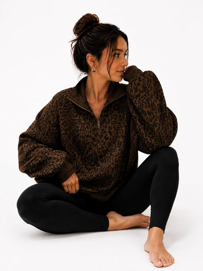 NovaLux™ Leopard Half-Zip Sweater