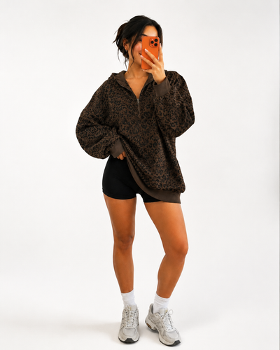 NovaLux™ Leopard Half-Zip Sweater