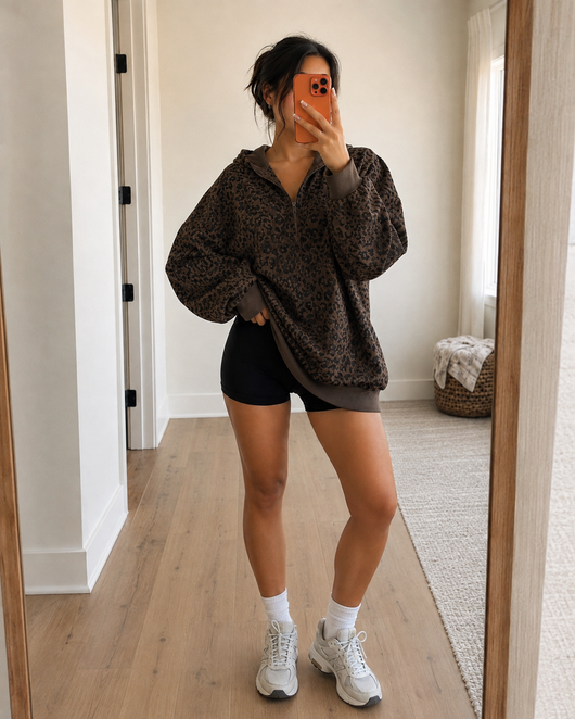 NovaLux™ Leopard Half-Zip Sweater