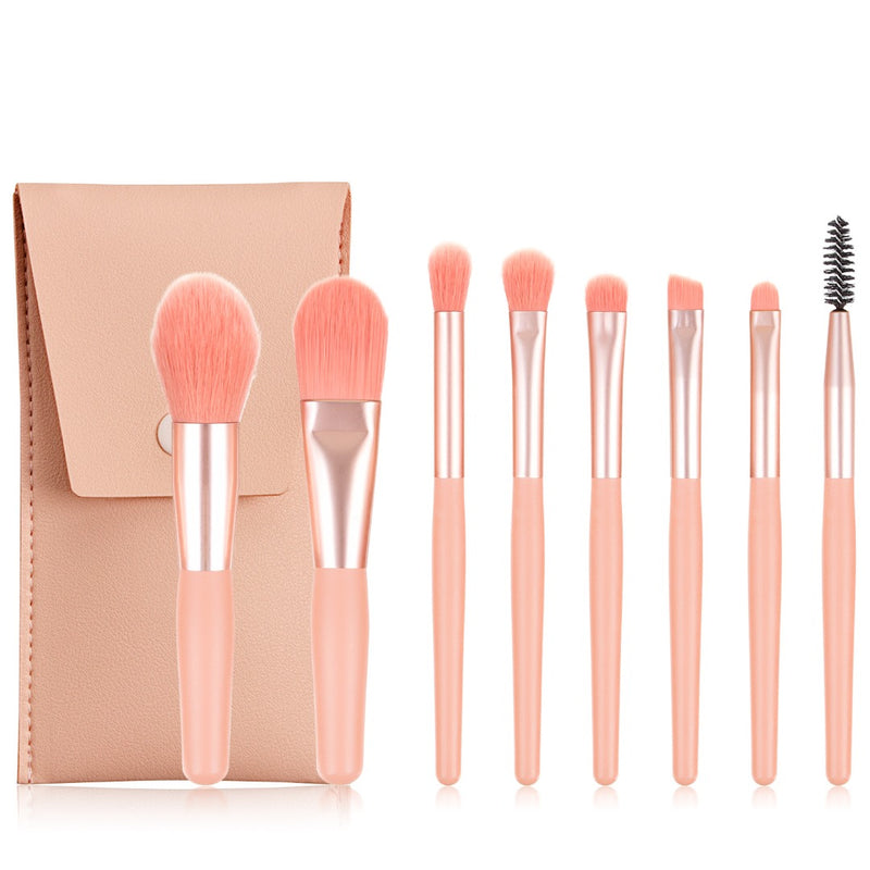 8pc Brush Set w/  Storage Pouch Included- ROSE GOLD