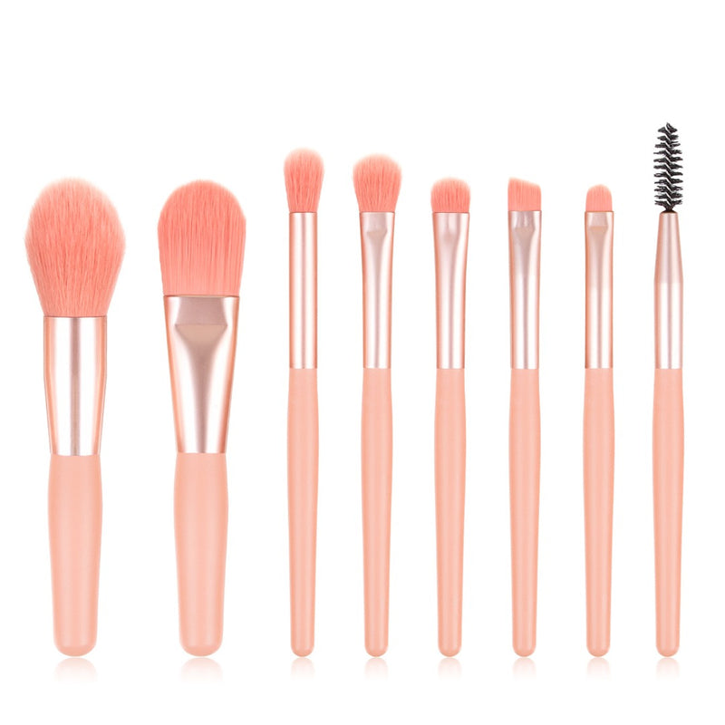 8pc Brush Set w/  Storage Pouch Included- ROSE GOLD