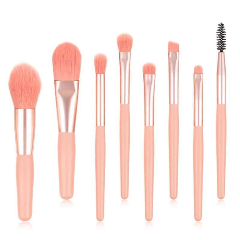 8pc Brush Set w/  Storage Pouch Included- ROSE GOLD